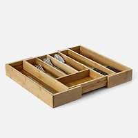 Expandable Bamboo Cutlery Tray - Natural Color