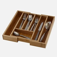 Expandable Bamboo Cutlery Tray - Natural Color