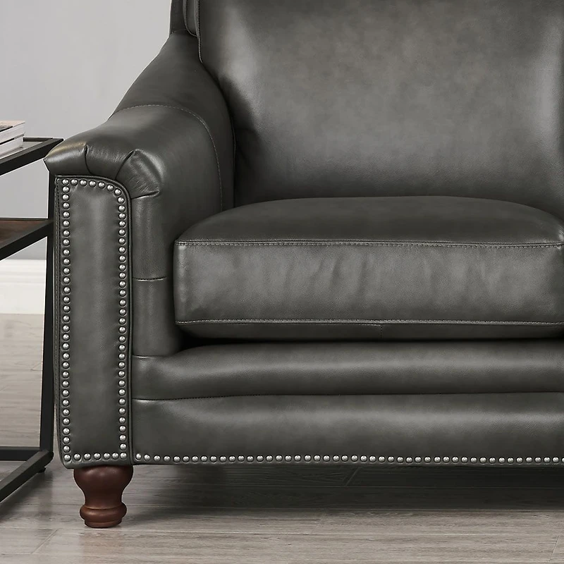 Belfast Leather Loveseat - Antiqued Ash Grey