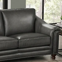 Belfast Leather Loveseat - Antiqued Ash Grey