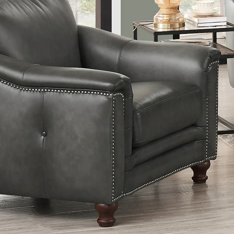 Belfast Leather Chair - Antiqued Ash Grey