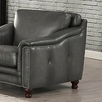 Belfast Leather Chair - Antiqued Ash Grey