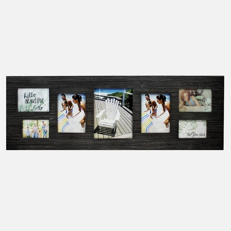 7 Pictures Collage Wood Frame - Black
