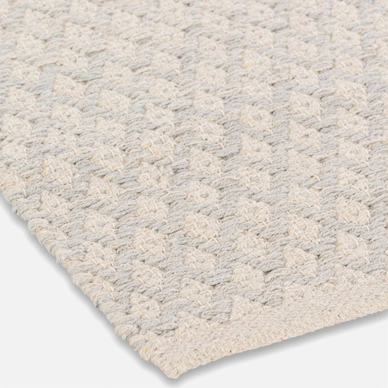 Cotton Casuals Shuttle Weave Rug - Ivory/Light blue