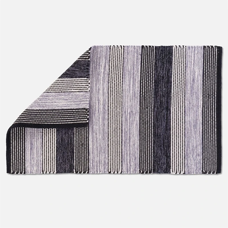 Cotton Casuals Shuttle Weave  Rug - Charcoal/Silver