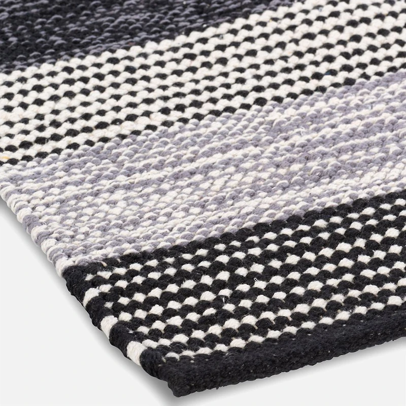 Cotton Casuals Shuttle Weave  Rug - Charcoal/Silver