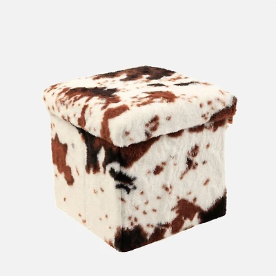Pouf Cube Cowhide brun