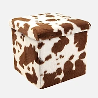 Pouf Cube Cowhide brun