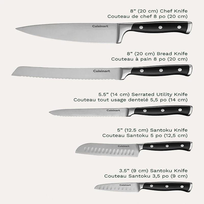 Cuisinart Triple Stainless Steel Rivet Knife Block Set, 15 Pieces