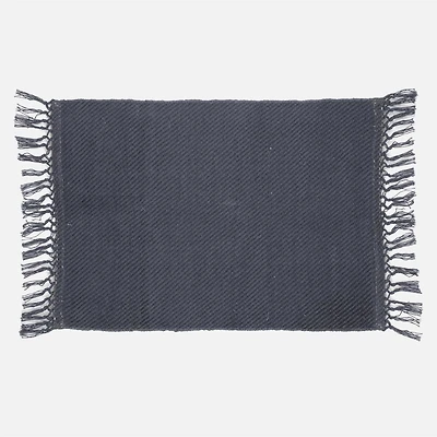 Carpet With Fringes - Blue Grey