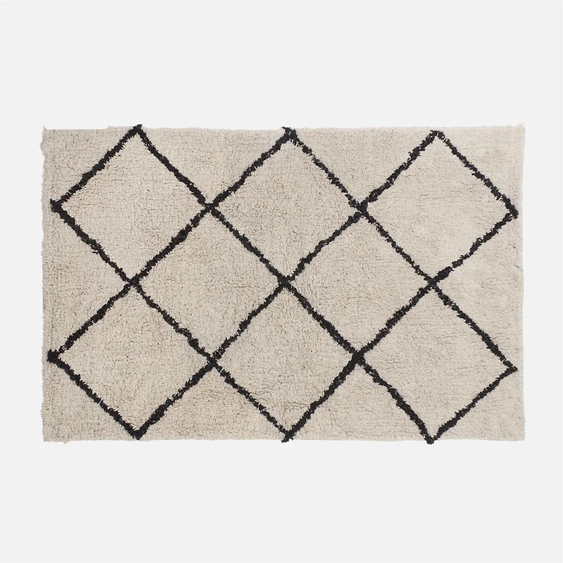 Carpet with Geometric Motif - Beige/Black