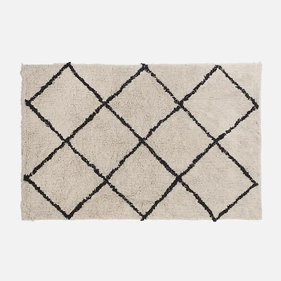 Carpet with Geometric Motif - Beige/Black