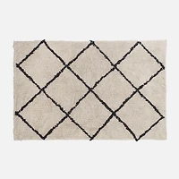 Carpet with Geometric Motif - Beige/Black