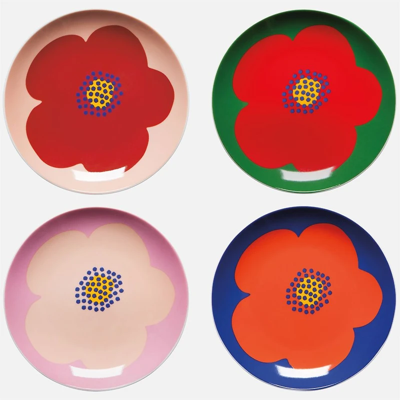 Poppy Assorted Appetizer Plates, Set of 4