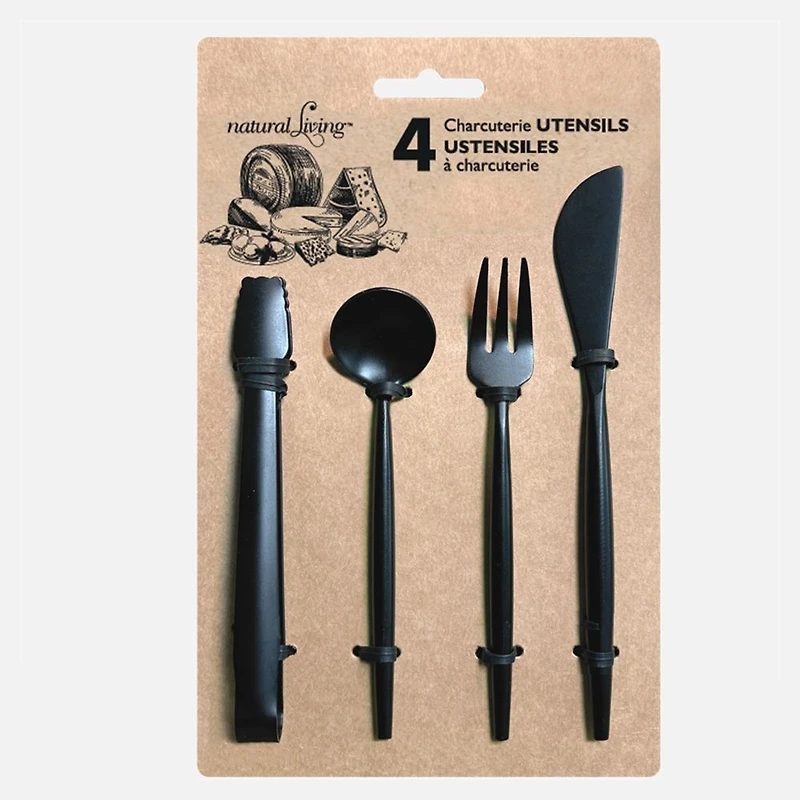 Natural Living Ustensiles à charcuterie, ensemble de 4 
