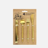 Natural Living Charcuterie Utensils, Set of 4 - Gold