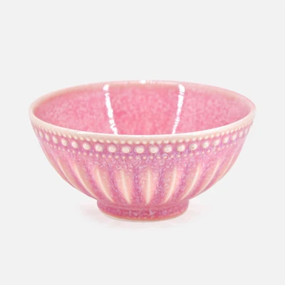 Reactive Glazed 12cm Bowl by Bia - Pink
