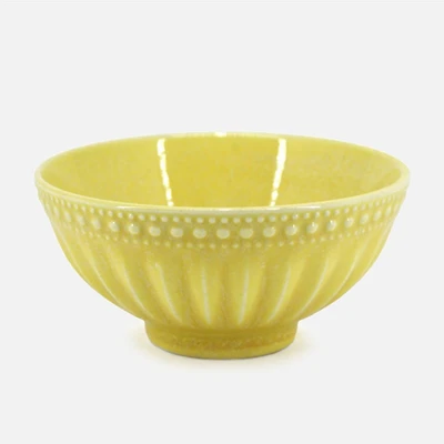 Reactive Glazed 12cm Bowl by BIA - Yellow 