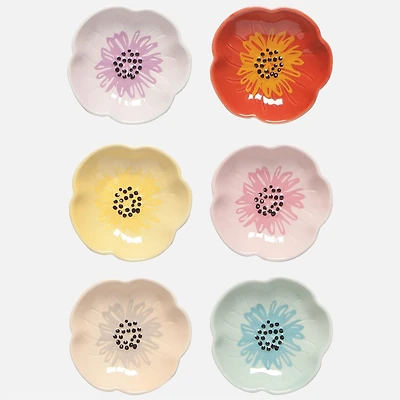 Set of 6 Assorted Flower Pinch Bowls