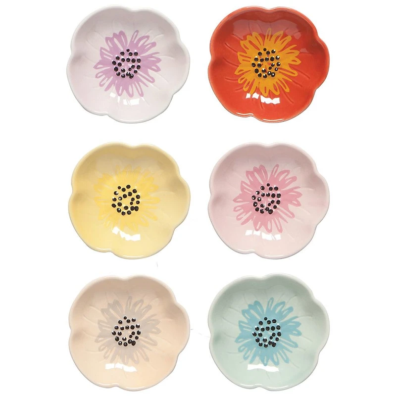 Set of 6 Assorted Flower Pinch Bowls