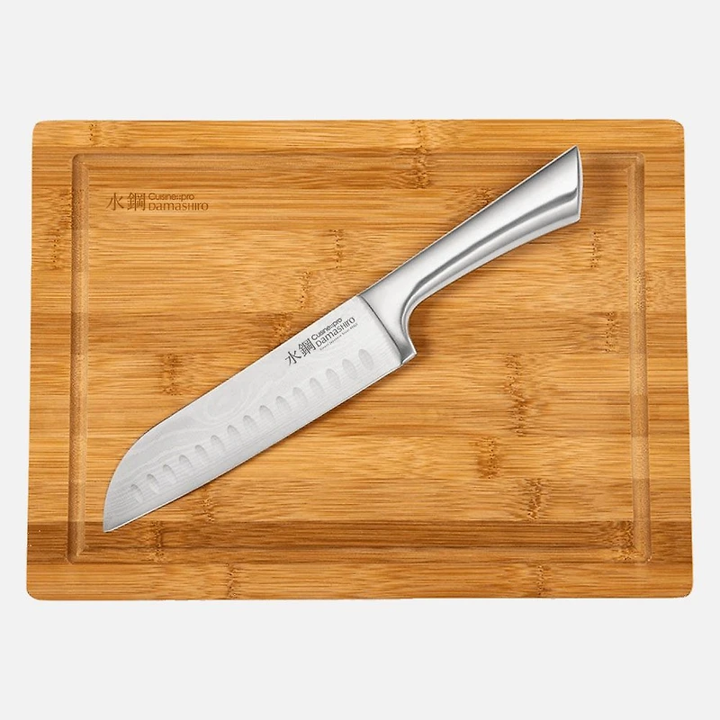 Damashiro Santoku Knife 17cm & Cutting Board Set