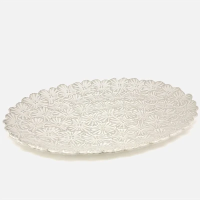 Bouquet White Oval Platter by BIA
