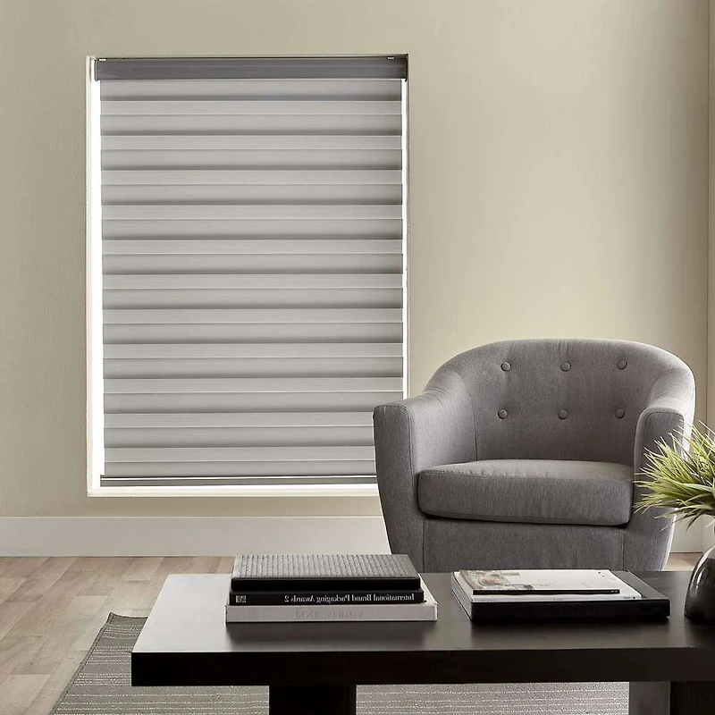 Stores déroulables à toile alternée luxueux jour et nuit « Transition » - gris