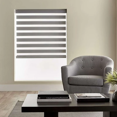 Stores déroulables à toile alternée luxueux jour et nuit « Transition » - gris