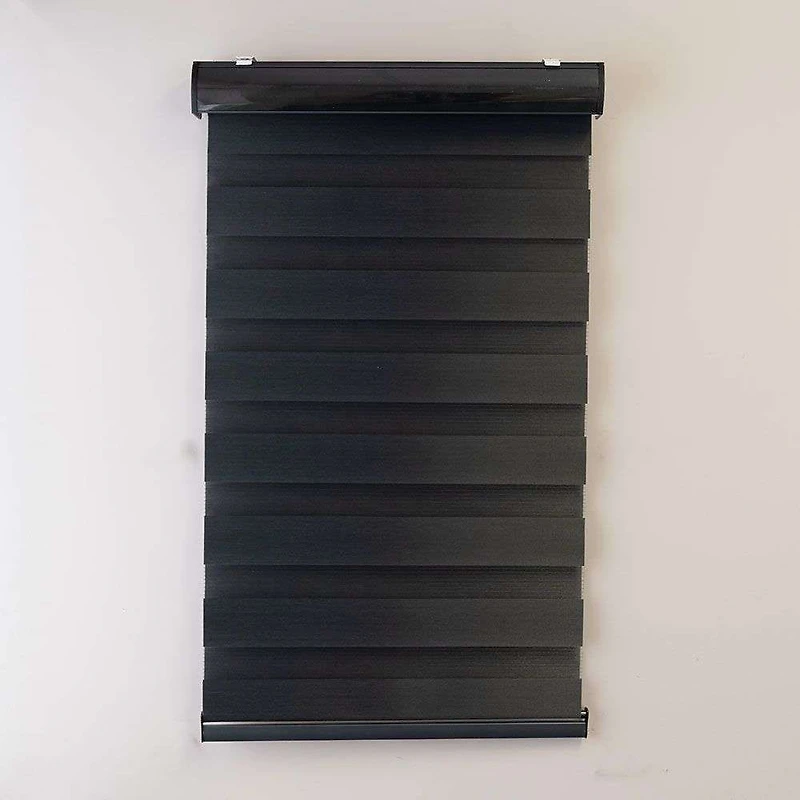 Stores déroulables à toile alternée luxueux « Transition » – Jour et nuit - Noir