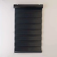 Stores déroulables à toile alternée luxueux « Transition » – Jour et nuit - Noir