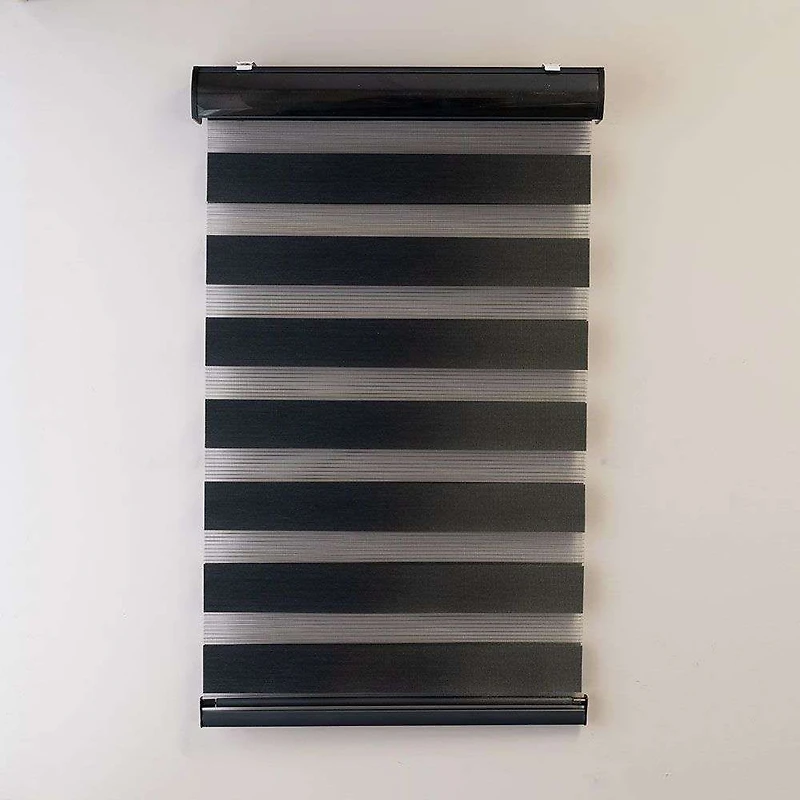 Stores déroulables à toile alternée luxueux « Transition » – Jour et nuit - Noir