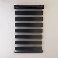 Stores déroulables à toile alternée luxueux « Transition » – Jour et nuit - Noir