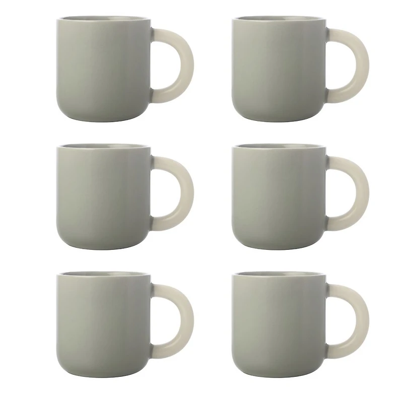 Set of 6 Grey Sherbert Mugs by Maxwell & Williams (370 ml) - Grey