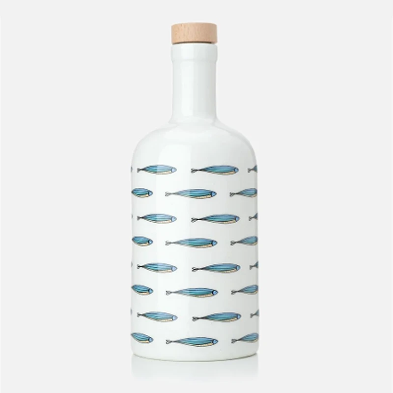 Extra Virgin Olive Oil in Ceramic Bottle Small Fish - 400ml, 8"