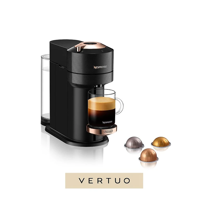 Nespresso® Vertuo Next Premium Coffee & Espresso Capsule Machine  by De'Longhi - Black Rose Gold