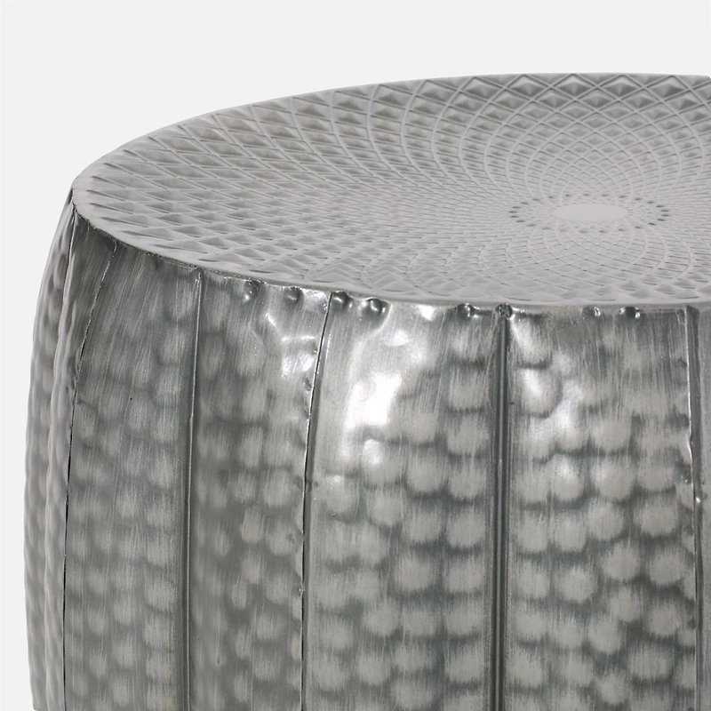 Metal drum end table
