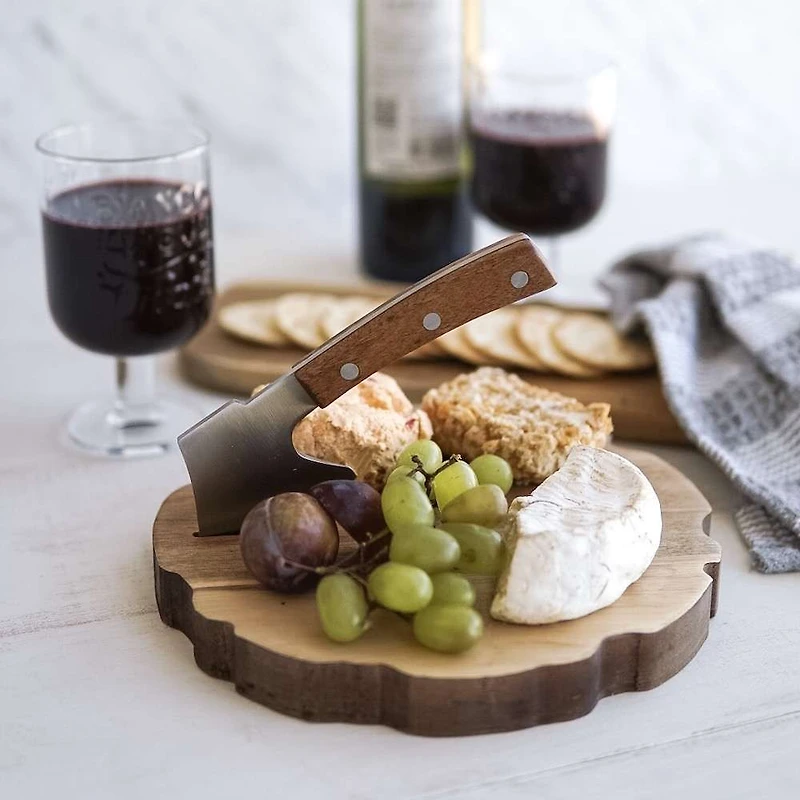 Plateau à fromage et hachoir en bois