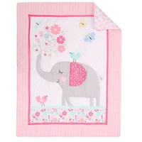 Baby Crib Bedding Set - Pink & Grey Elephant