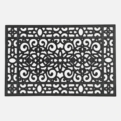 Floral Rubber Black Mat 