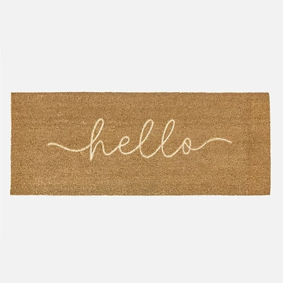 Tapis de porte en coco embossé - « Hello »