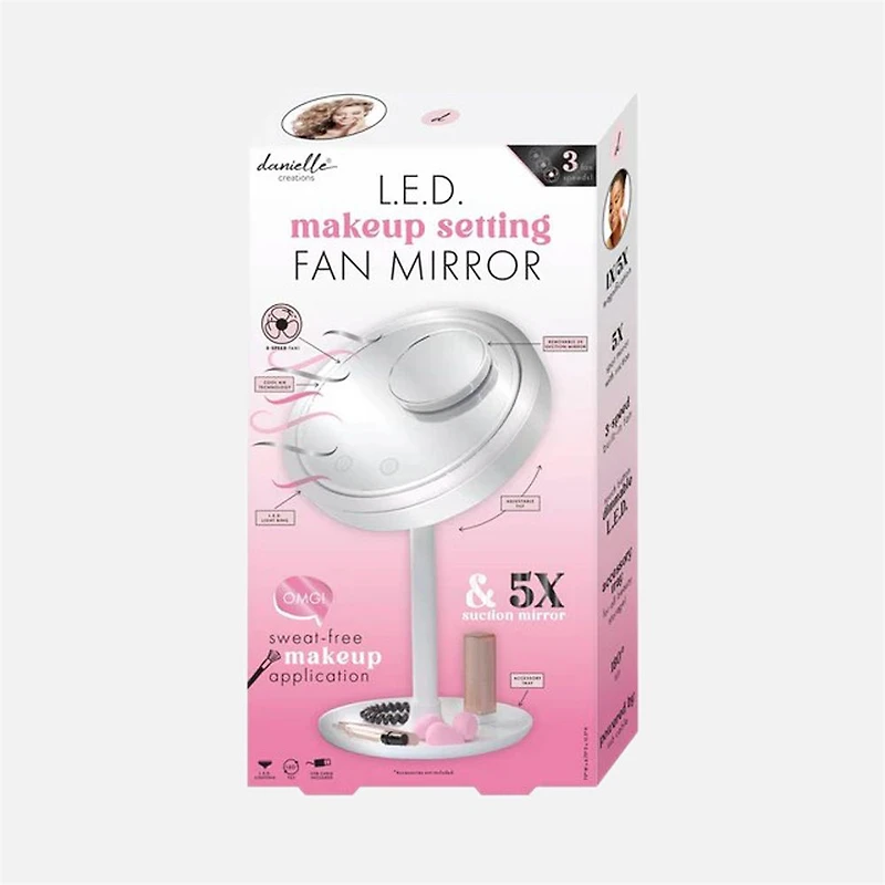 Danielle Creations Miroir ventilateur LED avec ventouse