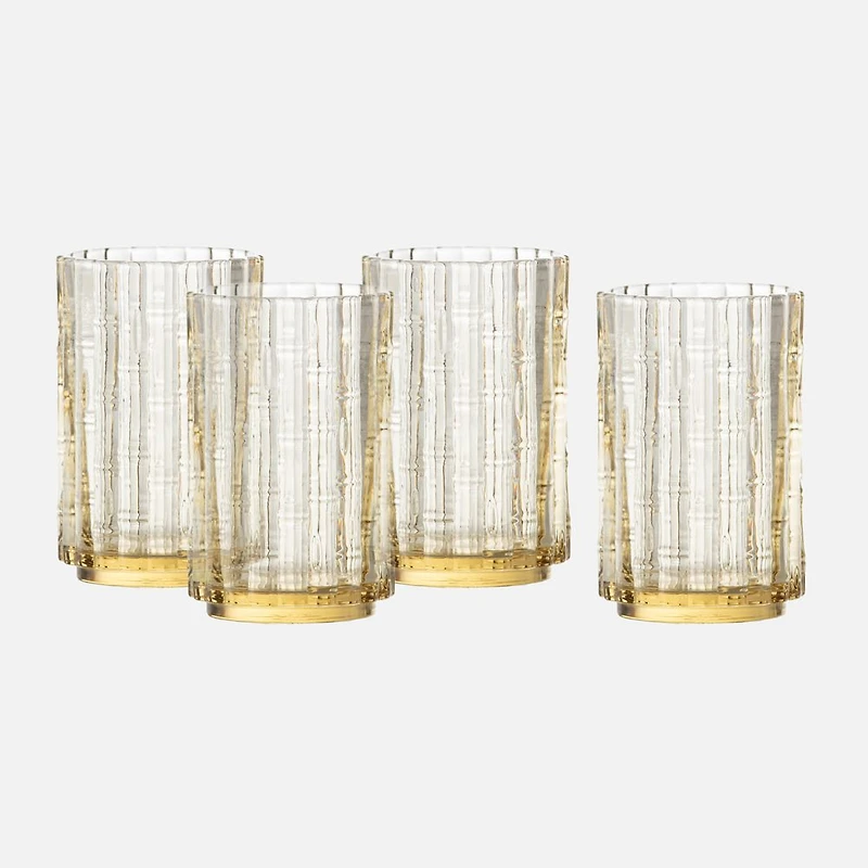 Fortessa Mahalo Iced Beverage Glasses 400ml, Set of 4 - Gold/Ginger
