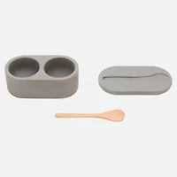 Cement Double Salt Cellar - Slate Grey