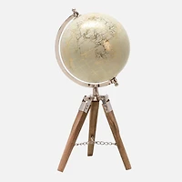 Globe on Tripod, 8" - Gold/White