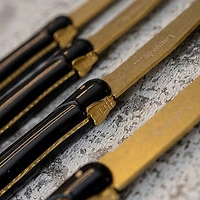 Set of 4 Gold on Black Laguiole Du Monde Designer Steak Knives