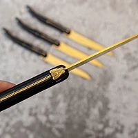Set of 4 Gold on Black Laguiole Du Monde Designer Steak Knives