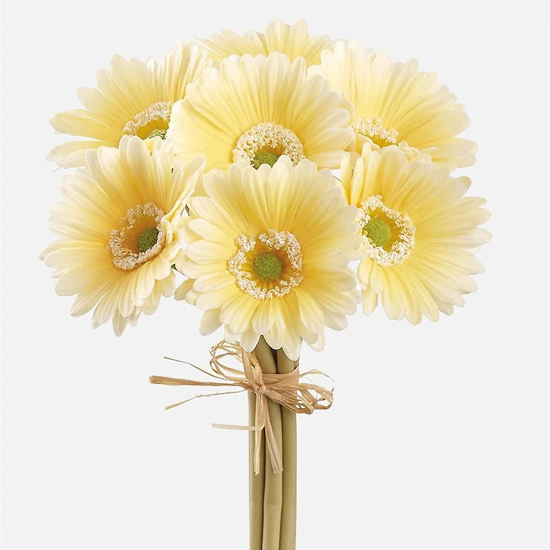 Bouquet Marguerites Gerbera artificiel - Jaune, 13 po