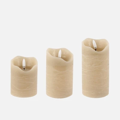Bougies DEL One Touch, ensemble de 3 - Tan