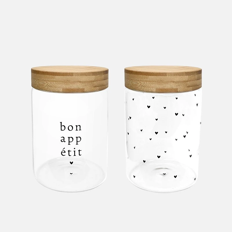 Bonne Appetit and Heart with Love Canisters, Set of 2