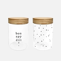 Bonne Appetit and Heart with Love Canisters, Set of 2